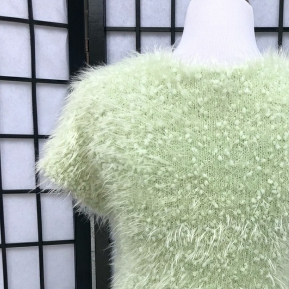 Topshop Mint Green Fuzzy Sparkly Top - Picture 3 of 4